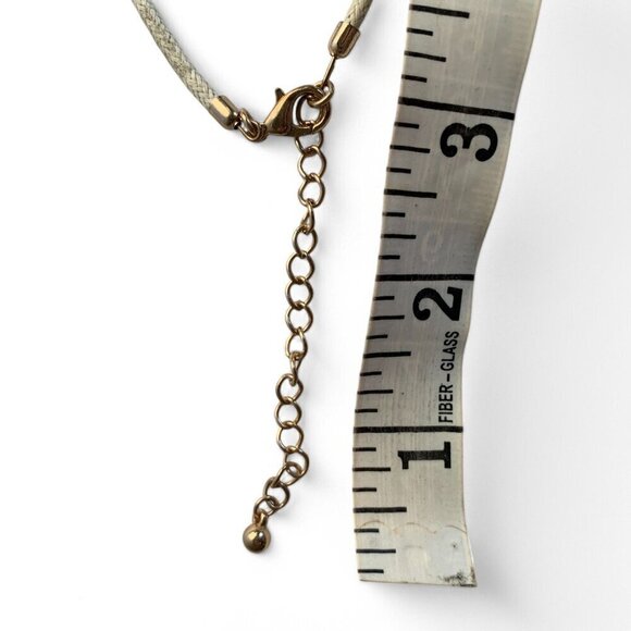 White Rope Gold-Tone Lariat Necklace Gold Tassel Chain Ends & Adjustable Closure - Picture 8 of 10